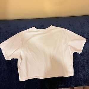Uniqlo White Cropped Boxy Tee - Crewneck Size M